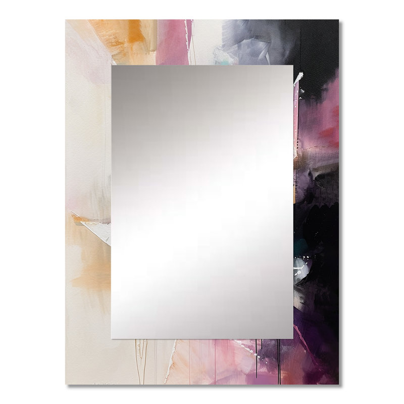 Mauve langue des lignes II - miroir mural décoratif géométrique, miroir moderne, art imprimé en métal, 32 po x 24 po