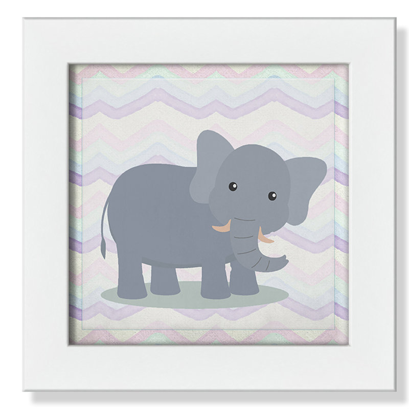Art de l'éléphant rose, Encadré plat blanc, H 8 po x l 8 po x P 0,6 po