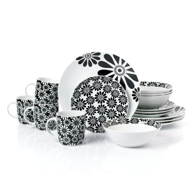  16 Piece Porcelain China Dinnerware Set - Service for 4