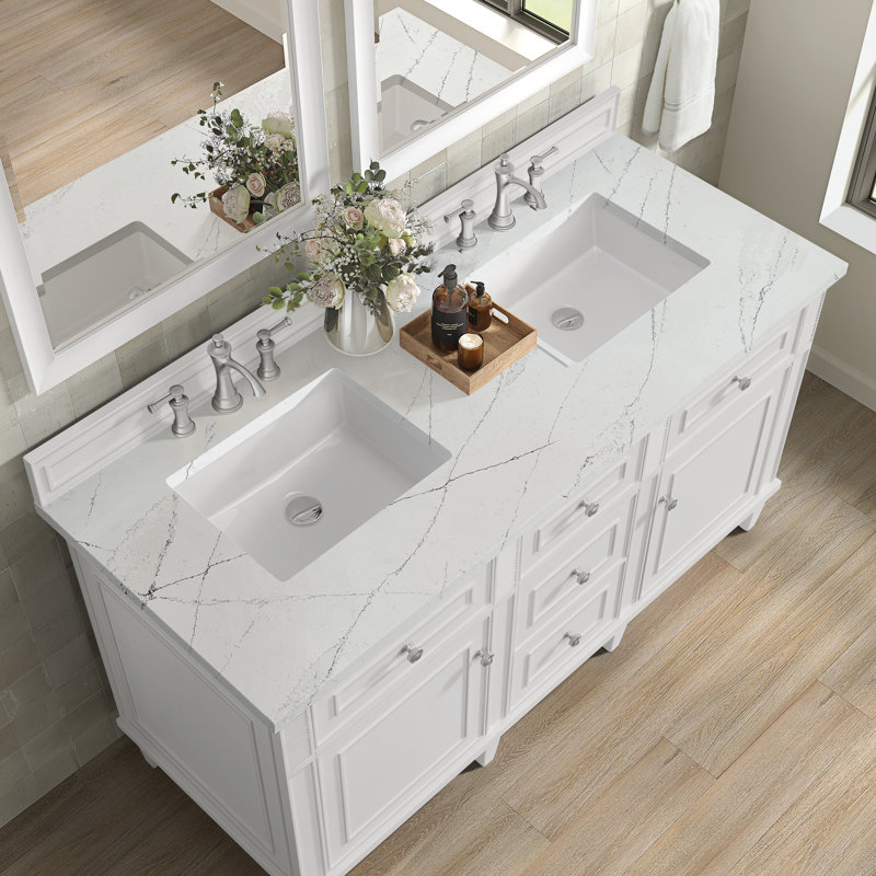 Lorelai 60'' W Double Vanity, Ethereal Noctis, Bright White, 8" Widespread
