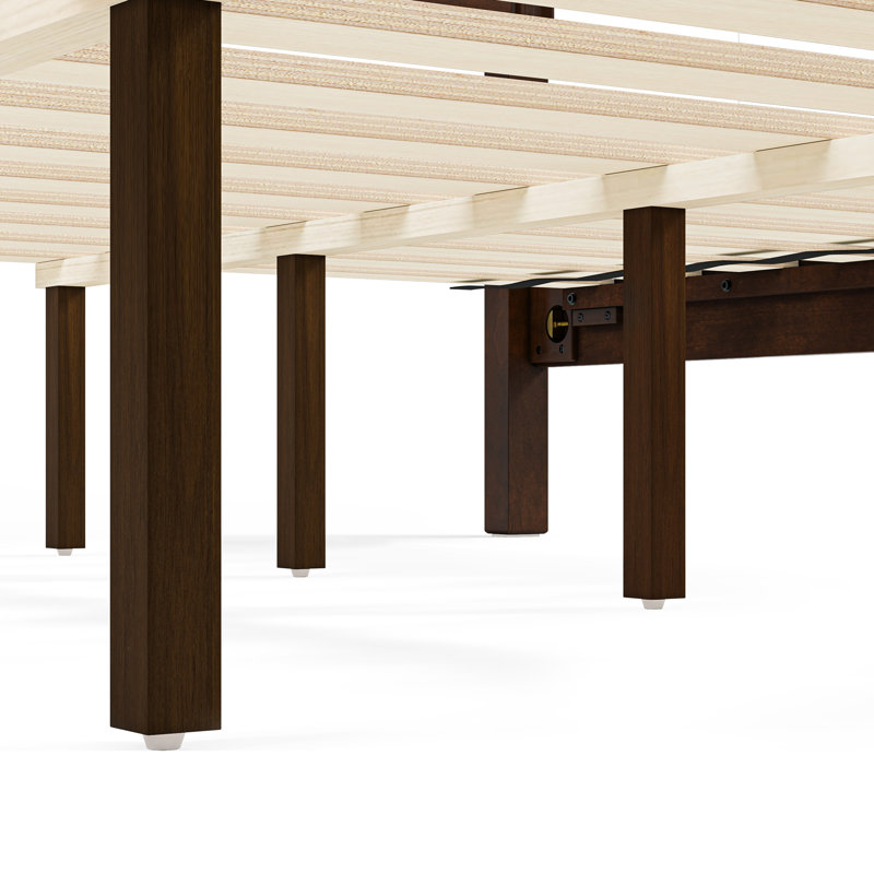 Lit en bois massif avec tête de lit Annalia, Très grand, Dark Walnut