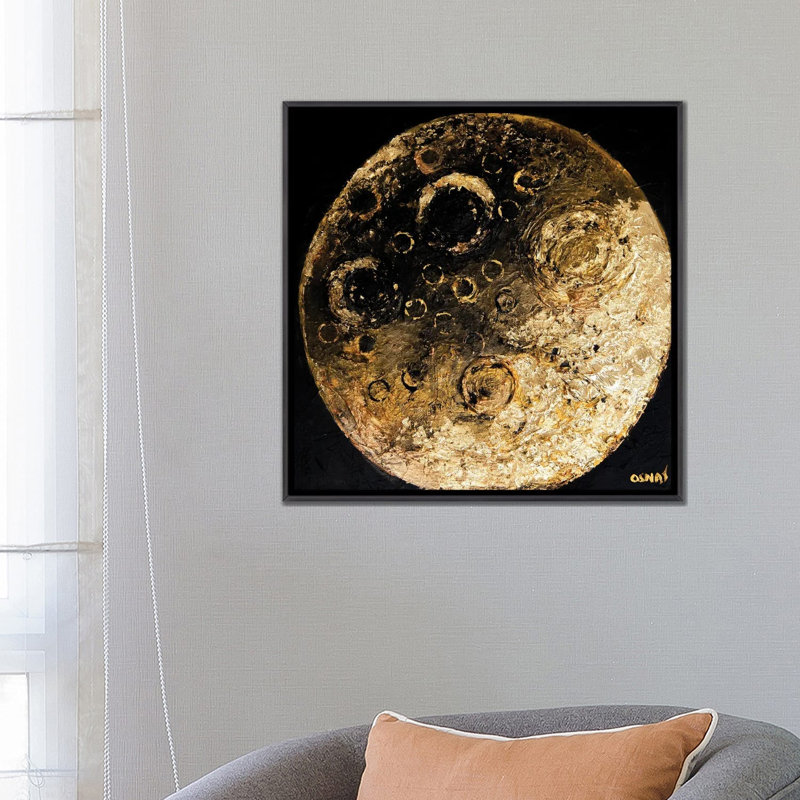«Golden Silence», reproduction d'art sur toile encadrée, 26" x 26", Framed Canvas, Distressed Black