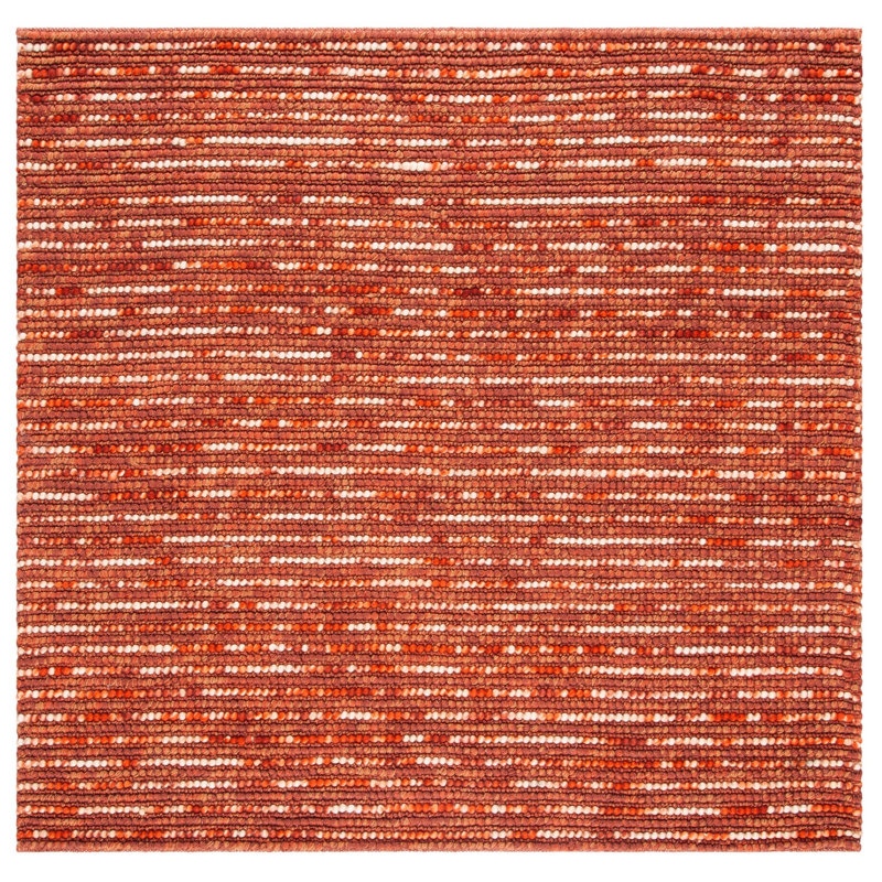 Tapis rouille rayé tissé à plat à la main Ferrera, Carré 6 pi