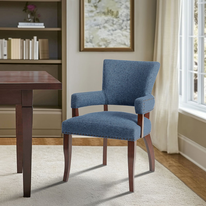 Dawson Upholstered Dining Chair with Padded Arm, Blue