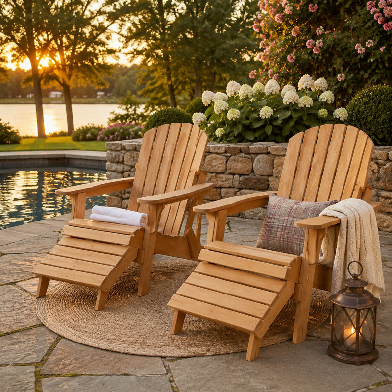 Chaise Adirondack pliante en bois de cèdre naturel et bois massif pour terrasse