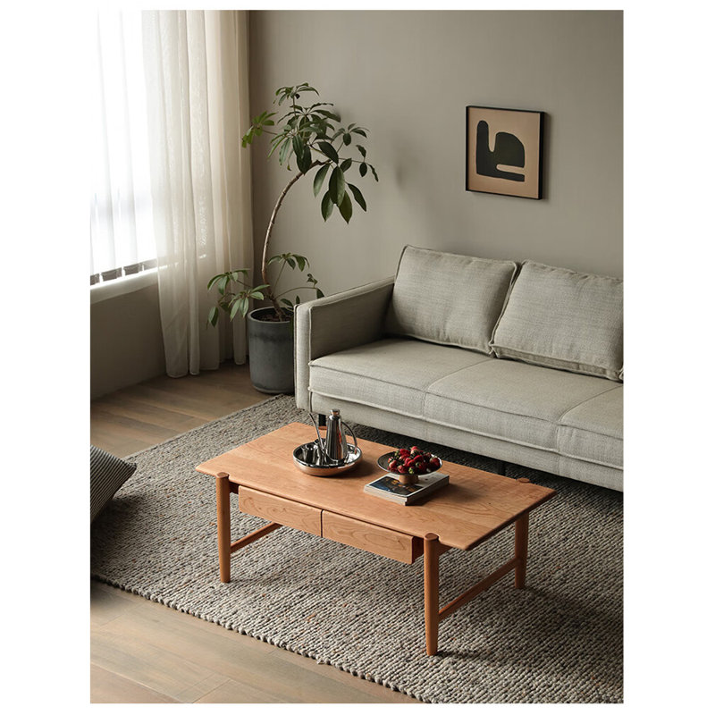 Japanese Minimalist Style Coffee Table, Brown