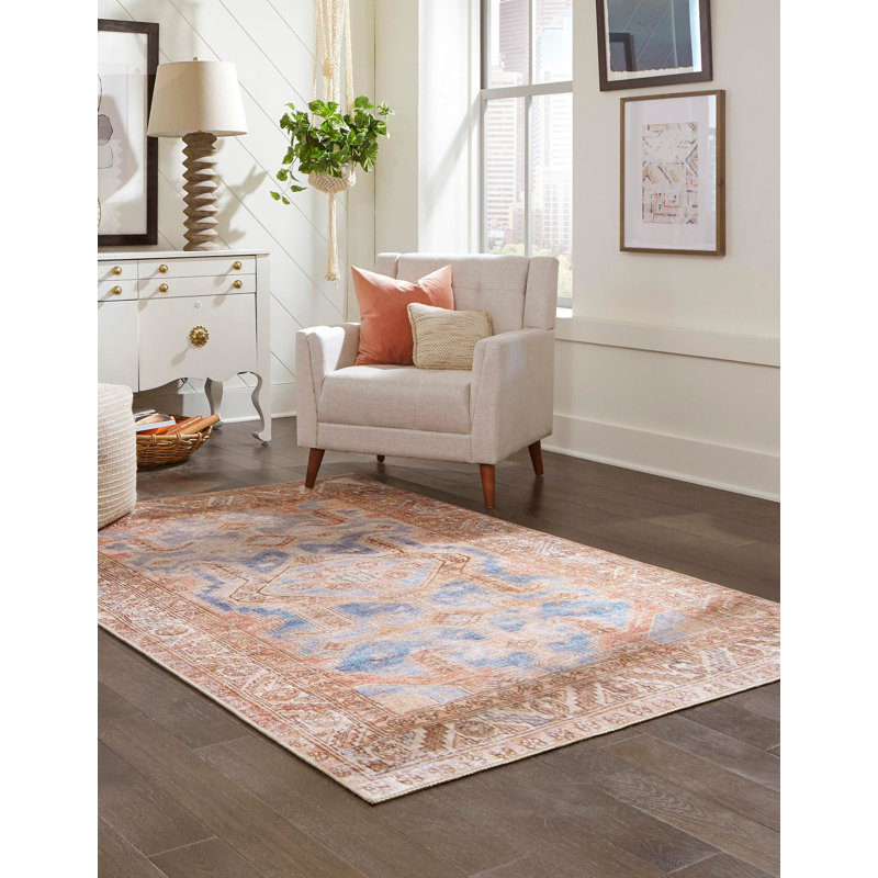 Tapis oriental bleu clair / beige Bernabe Kingsdown, Rectangle 7 pi 6 po x 10 pi 6 po