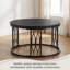 Table basse ronde en panneau de fibres à densité moyenne, conception industrielle rustique, pieds en métal robustes, table d'appoint polyvalente, table de loisirs résistante à l'usure, aux égratignures, faible entretien, longue durée de vie