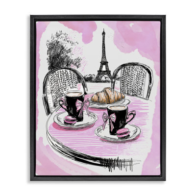 Cadre flottant rose pour petit-déjeuner café parisien, design par Jess Stempel