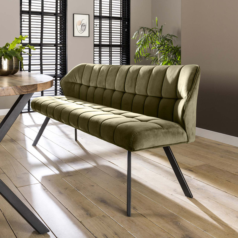 Northbrook Polyester Upholstered Bench, Green