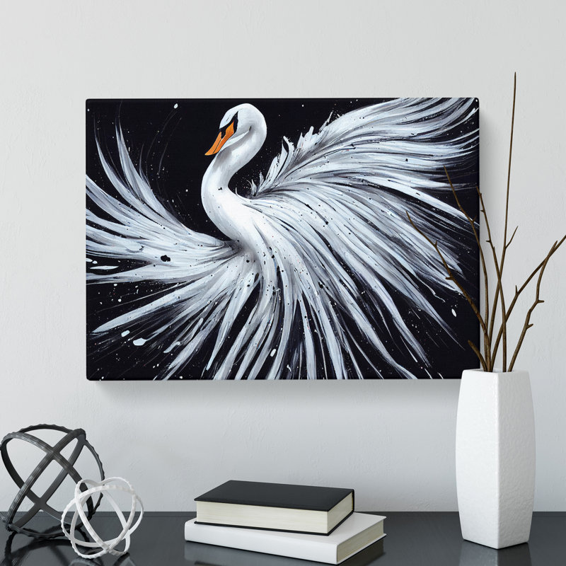 Splashed Swan Vol.1 Abstract - Wrapped Canvas, 35cm H x 50cm W x 3cm D