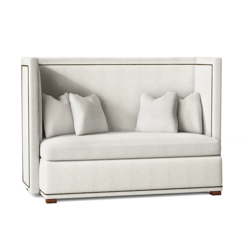Marcourt Upholstered 73'' Banquette, Akiko Graphite Performance 5534-011, Brass, Tobacco Distressed