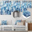 Carreaux scandinaves blancs et bleus VI - tuile abstraite, art mural en métal-1480228172