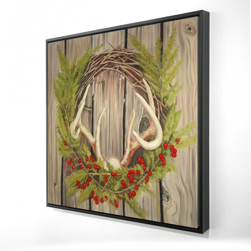 Rustic Botanical Canvas - Christmas Wreath with Panache Decor