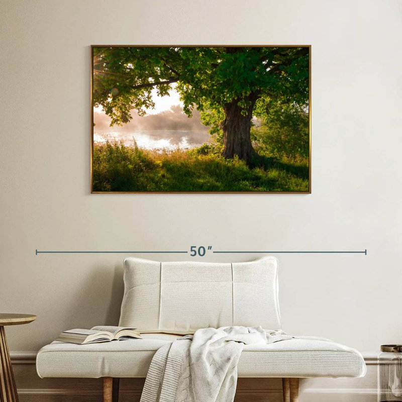 Chêne solitaire, Cadre flottant doré, 40 po x 27 po