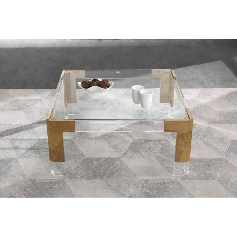 Stoll Glass Top Coffee Table, Gold
