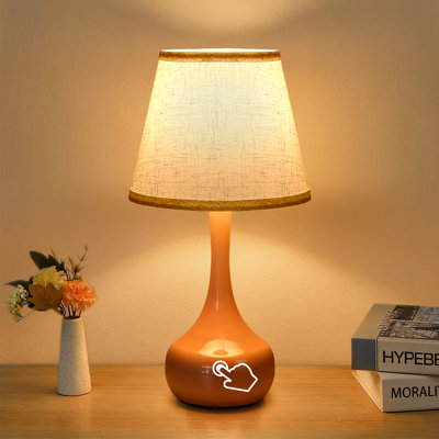 Touch Table Lamps For Bedroom, Farmhouse 3-Way Dimmable Bedside Lamps For Nightstand With Fabric Shade,Lamps For Living Room，Desk Lamps For Home Office(set of 2)