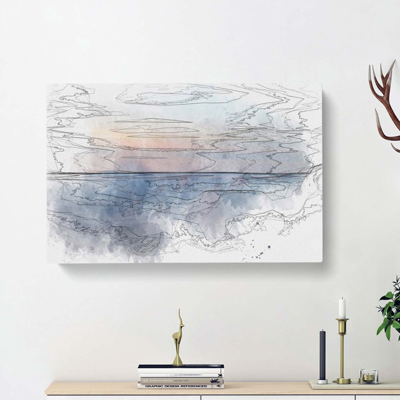 Ocean Wide in Abstract - Wrapped Canvas Drawing - Wrapped Canvas, 60cm H x 91cm W x 3cm D