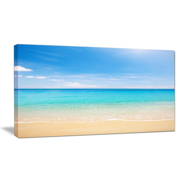 DesignArt Bright Blue Tropical Beach On Canvas Print | Wayfair