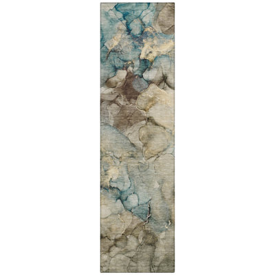 Machine Washable Indoor/Outdoor Xhevrie Brown Rug