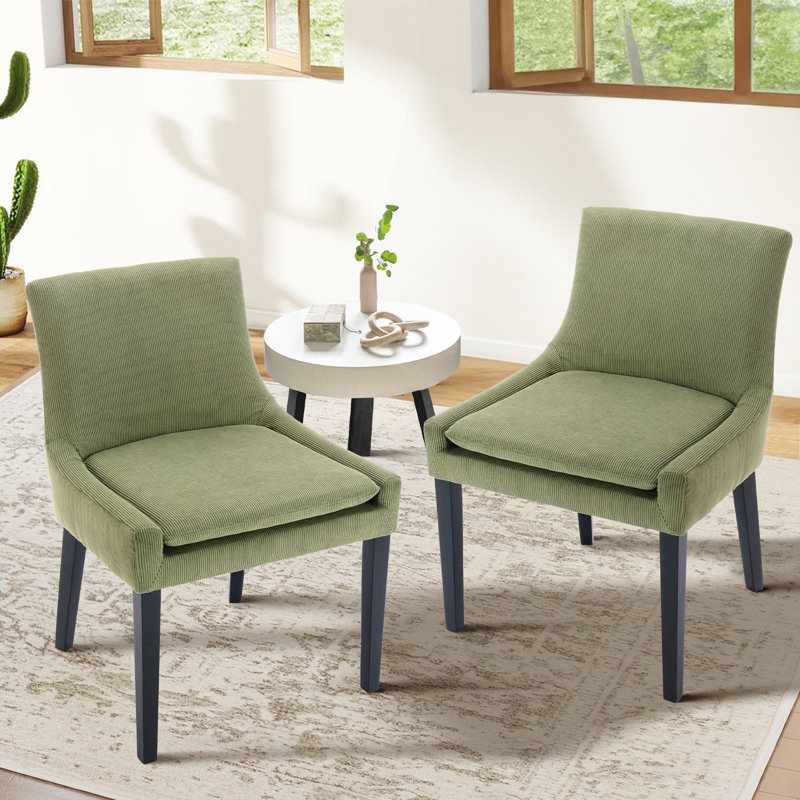 Chaise d'appoint rembourrée en velours côtelé Demarrion, Velours côtelé vert