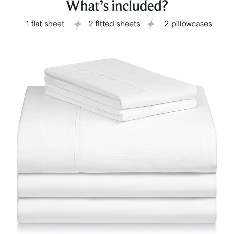 Luxclub 4 PC Snow White King Silky Soft Cooling Extra Deep Pocket Performance Sheet Set, Snow White