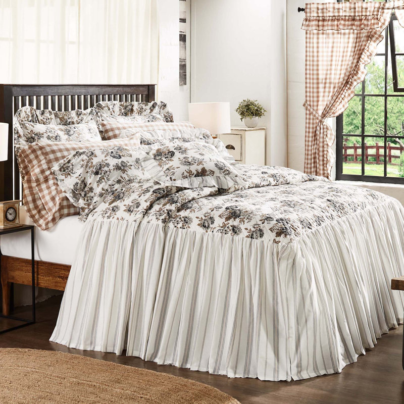 Annie Floral Standard Cotton Reversible Coverlet, Twin Coverlet, Portabella