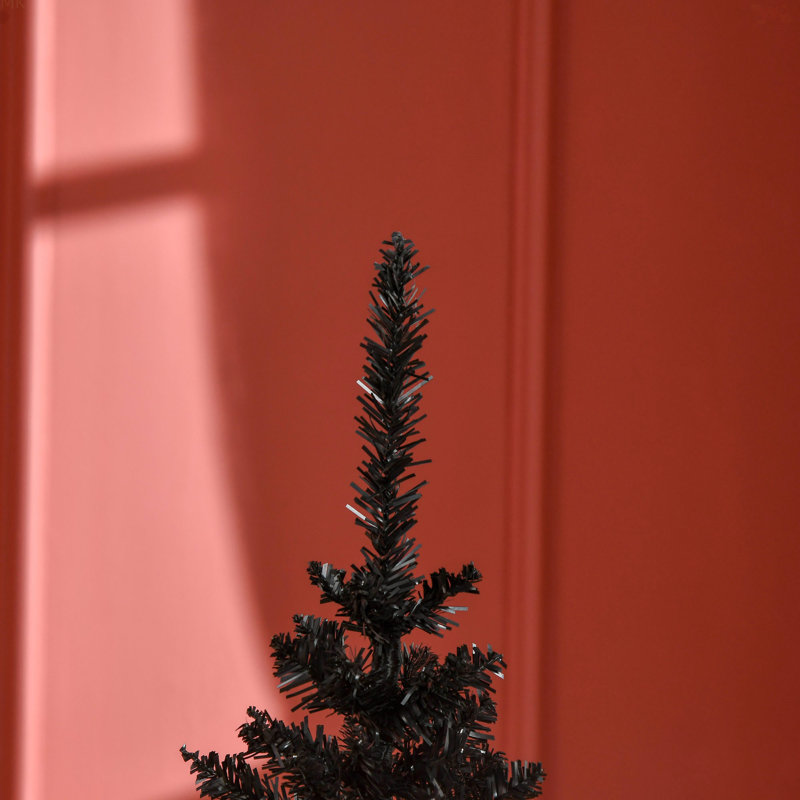 Arbre de Noël mince avec support en plastique, arbre de Noël 5 pi avec installation facile
