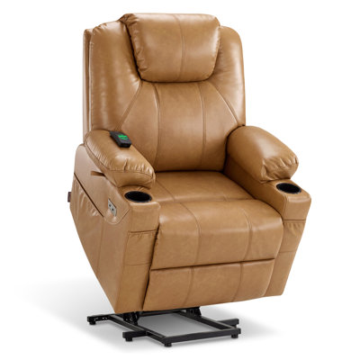 Petit fauteuil inclinable électrique avec massage et chaleur pour personnes âgées, 3 positions, 2 poches latérales et porte-gobelets, ports USB, similicuir