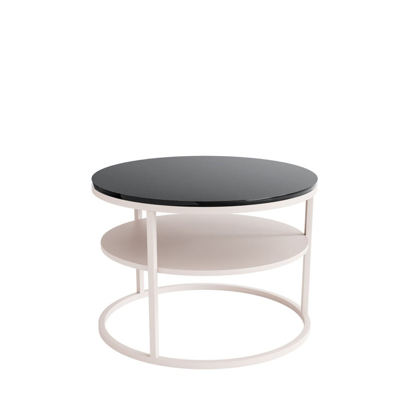 Frame Coffee Table with Storage, Black Gloss