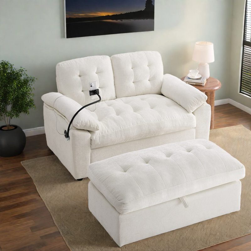 Canapé inclinable moderne réglable, tissu chenille, siège confortable avec repose-pieds avec rangement
