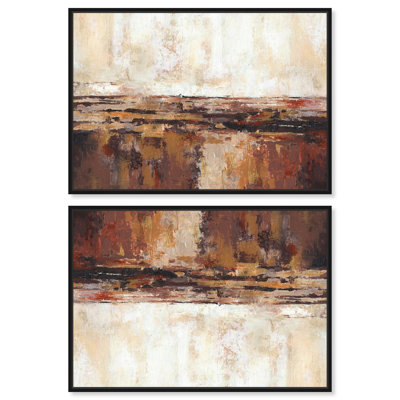 Ensemble de recherche sur toile beige expressionnisme abstrait par Art Remedy