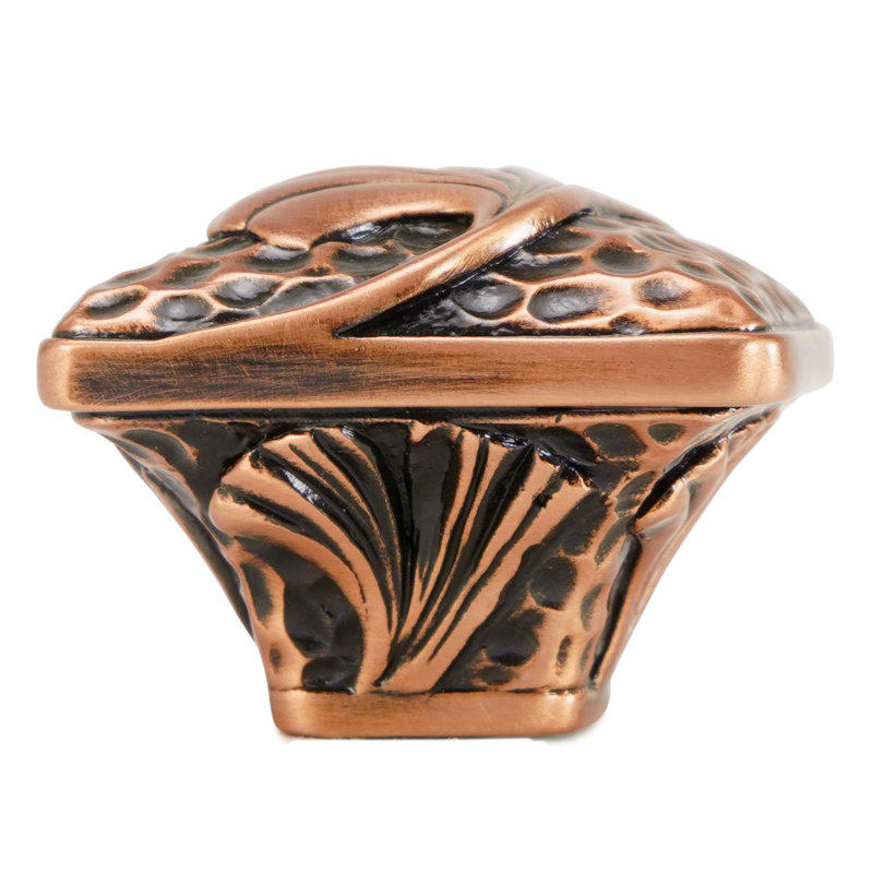 ARTS & CRAFT GINKGO KNOB IN PLATE, Copper, 1 4/5"