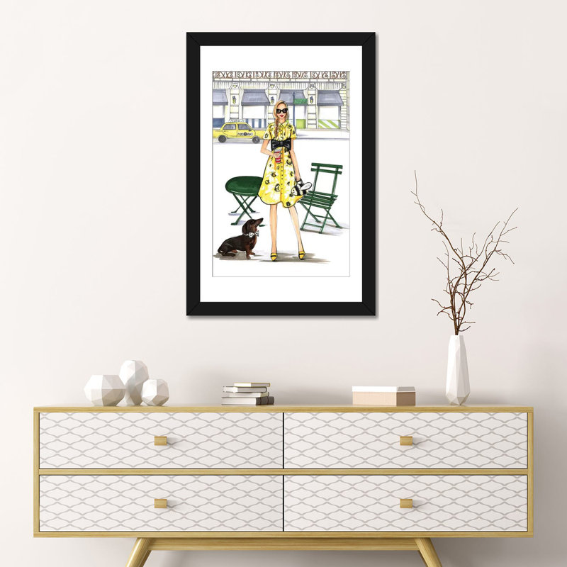 «Kate Spade Kinda Day», reproduction sur toile, H 32 po x l 24 po x P 1 po, Papier avec cadre noir, Blanc