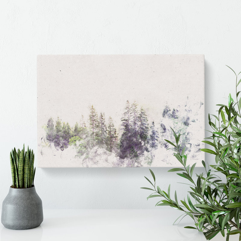 Pine Tree Forest In The Fog - Wrapped Canvas Print, 30cm H x 45cm W x 4cm D