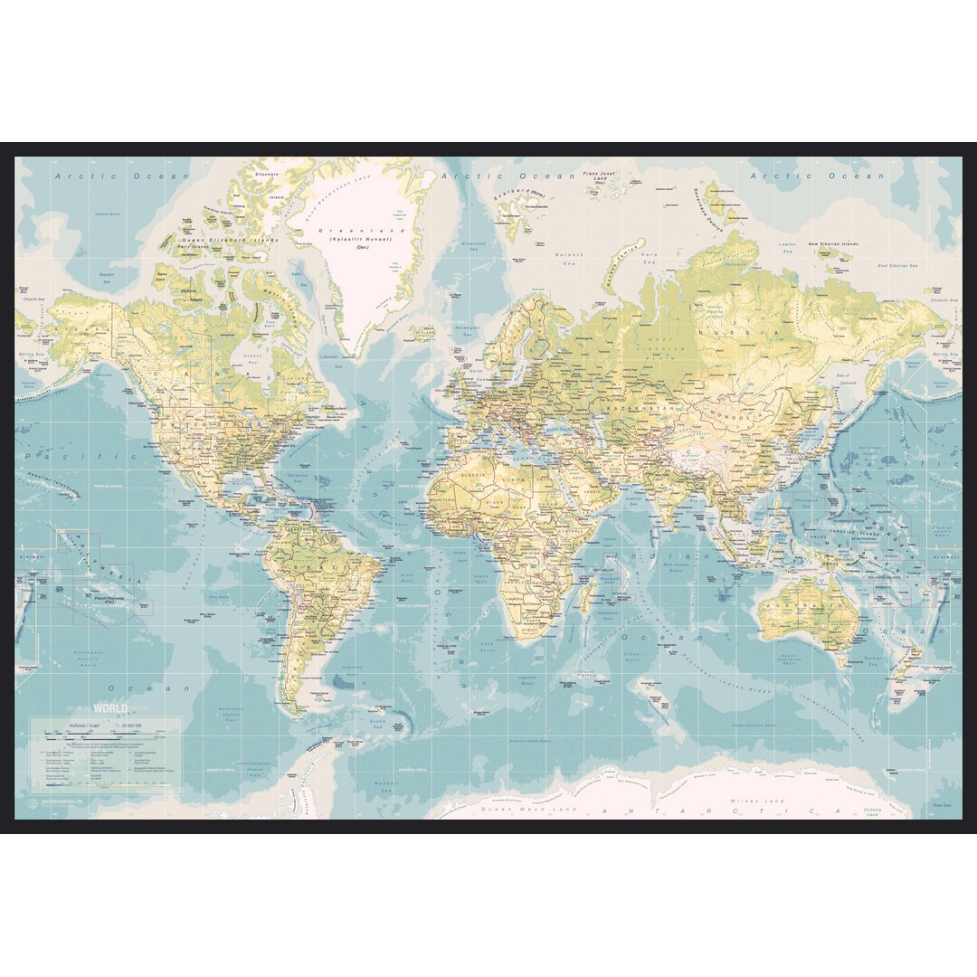 Leinwandbild World Map Retro, Grafikdruck