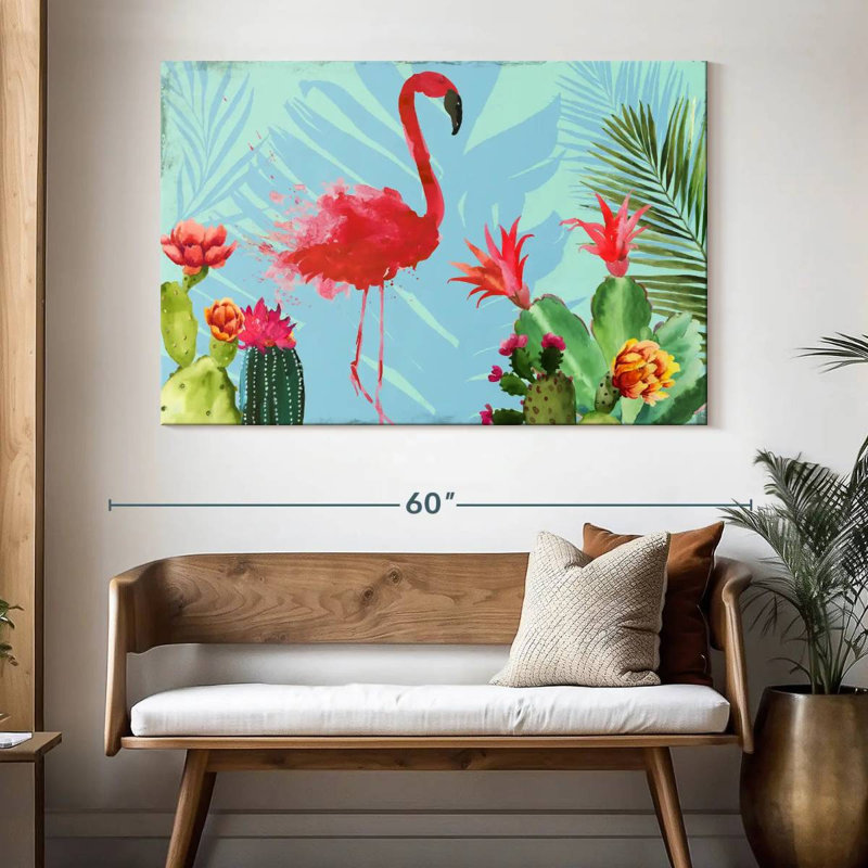 Flamant rose dans le mélange, H 34 po x l 51 po