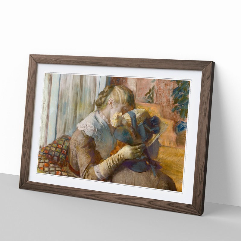At the Milliners by Edgar Degas - Picture Frame Painting, 48cm H x 65cm W x 2cm D, Walnut Framed