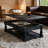 Farmhouse Lift Top Coffee Table with Fixed Shelf - 3 Hidden Storage Trays-1282042472-1282042468