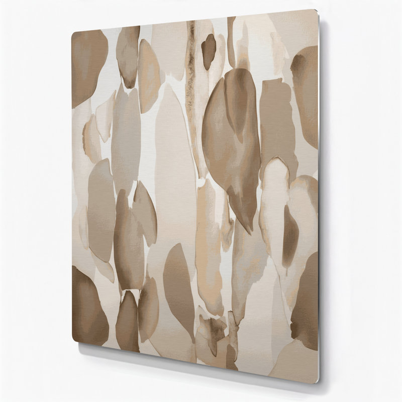 Abstrait aquarelle 3, art mural en métal beige