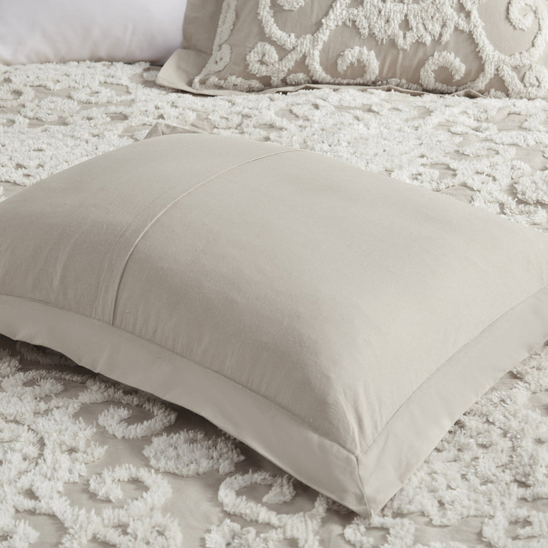 Édredon très grand en taupe, tissu 100% coton avec broderie chenille taupe et envoûtante, Taupe