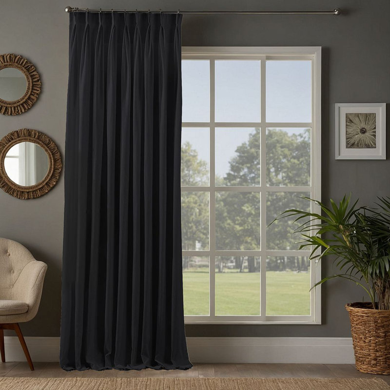 Room Darkening Single Curtain Panel, 245cm Width x 475cm Drop, Black