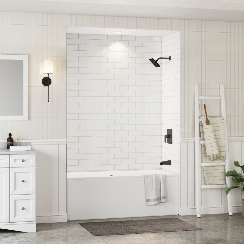 60"W 75/96"H Glue Up SMC Shower Wall Panel Surround, Cuttable Tub & Shower Wall Panel, Quick Install, 96" H x 60" W x 36" D