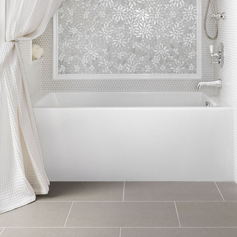 Sydney 72'' L Bathtub, White, Right, Matte Black
