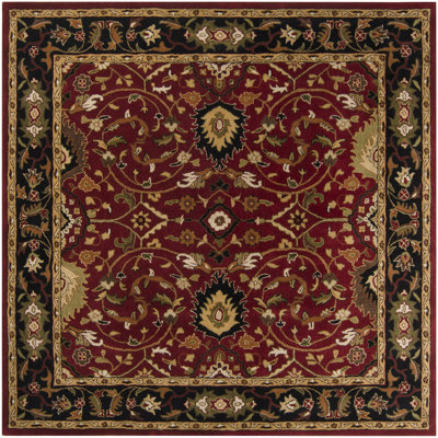Tapis oriental en laine bourgogne et noir touffeté à la main Graziani