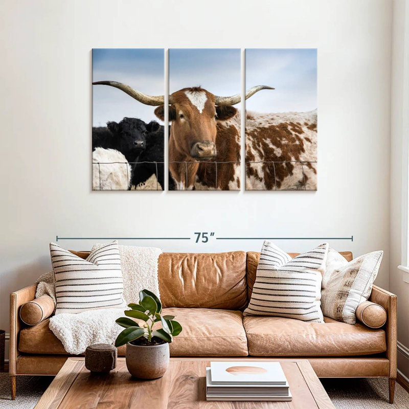 Brampt Handsome Spotted Longhorn, 36" H x 57" W