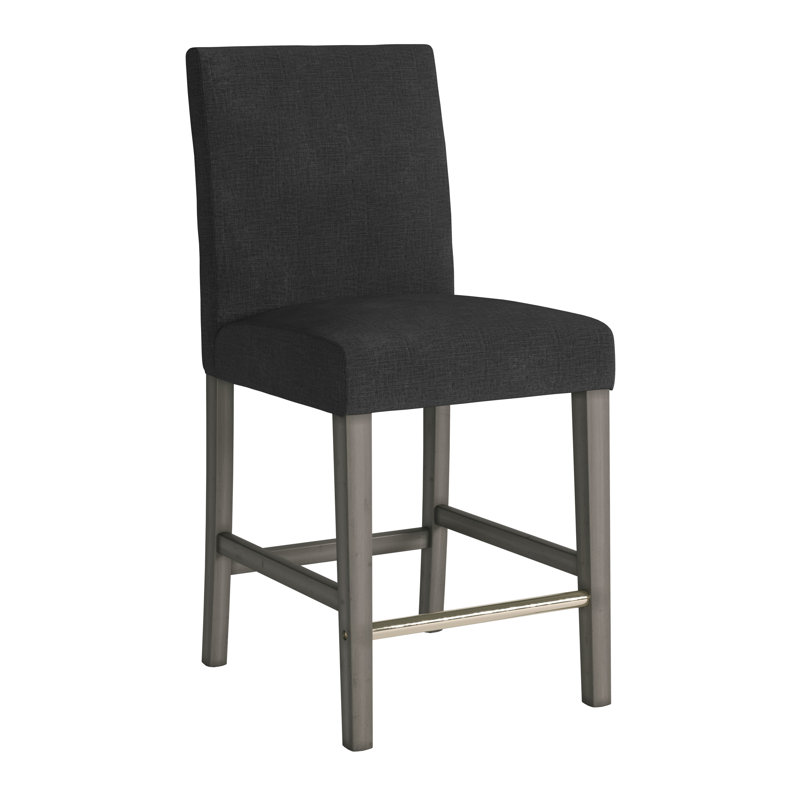 Tabouret de comptoir de 25 po avec structure en bois massif Jacub, Gris foncé
