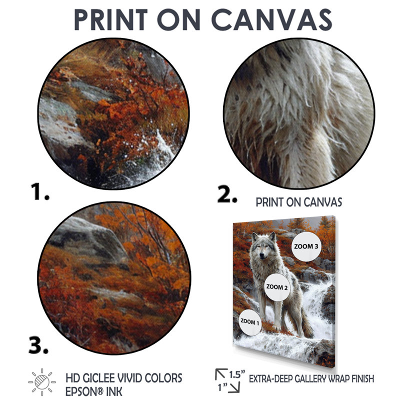 Loup gris sauvage par Mountain River - loup, reproduction d'art murale, H 20 po x l 12 po x P 1 po