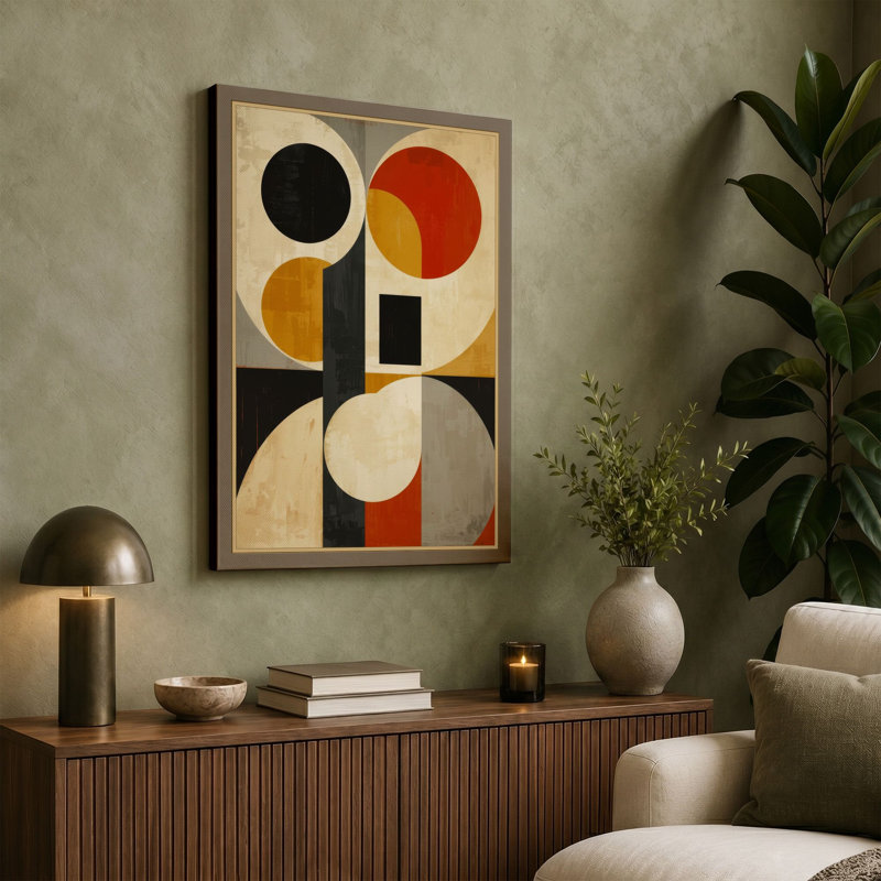Harmony Geometric - Wrapped Canvas, 18x12 - 45.7 x 30.5 cm, Taupe Border