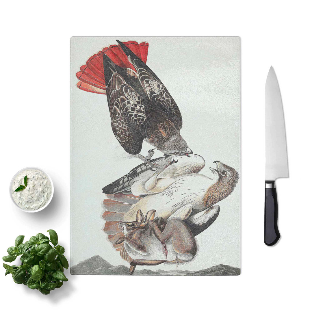 Tempered Glass Hawks by John James Audubon Chopping Board